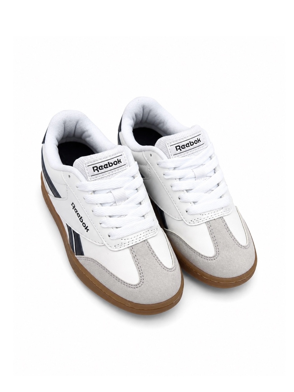 Reebok White, Gray & Gum Low-Top Sneakers